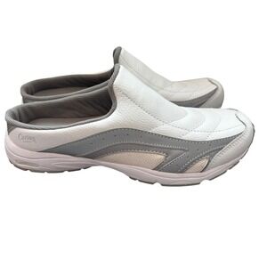 Curves Mule Sneakers Womens Size 10 White Grey Leather Slip On Sporty
